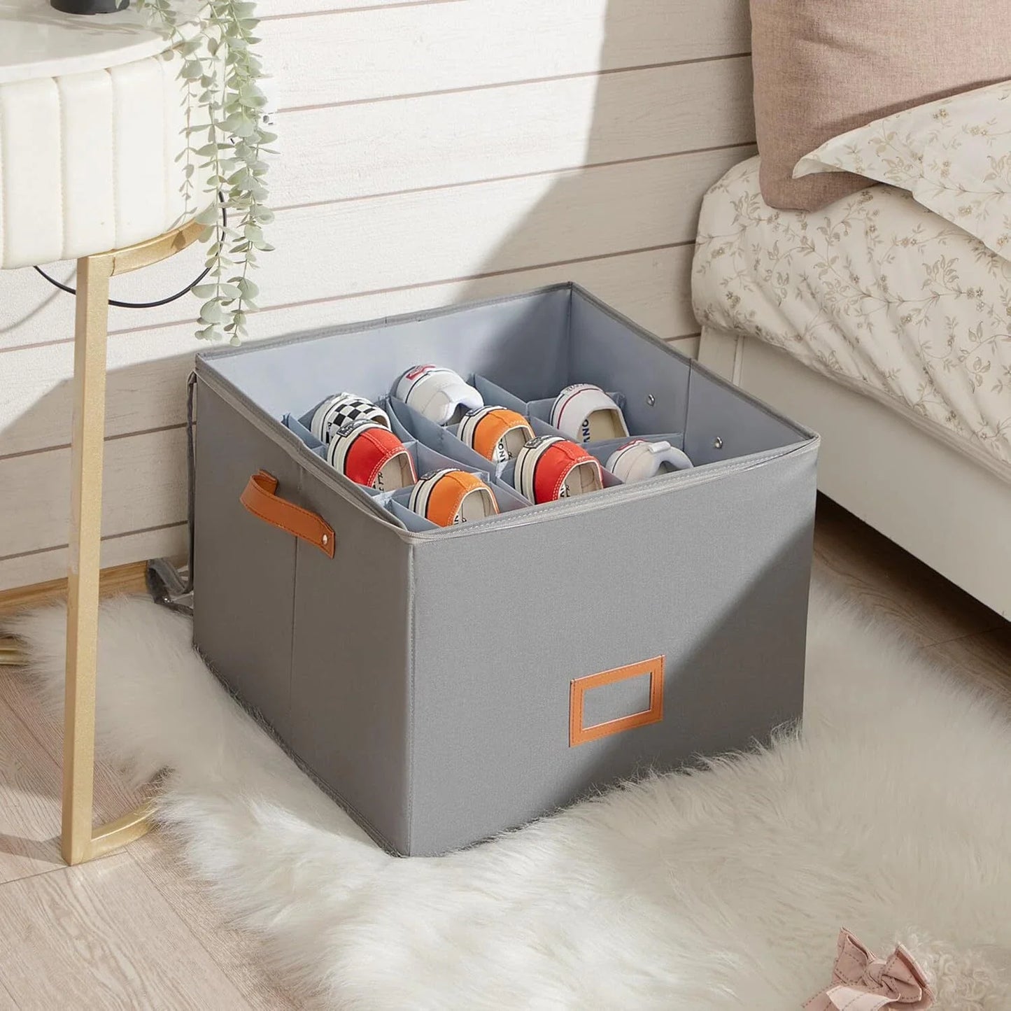 ShoeBox - Faltbare Schuhbox aus Stoff – Mit 16 individuell anpassbaren Fächern