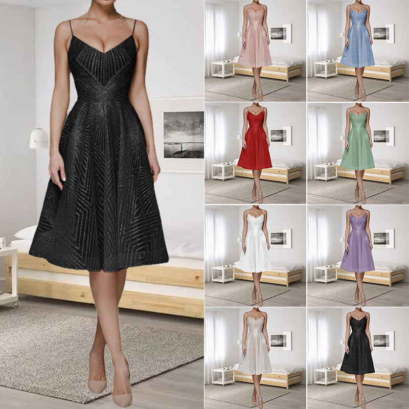 Gluschwein - Stylish V-neck strap A-line dress