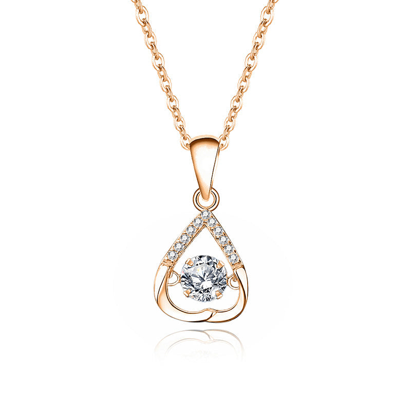 Gluschwein - Sparkling Zirconia Heart Necklace #1 Rose Golden