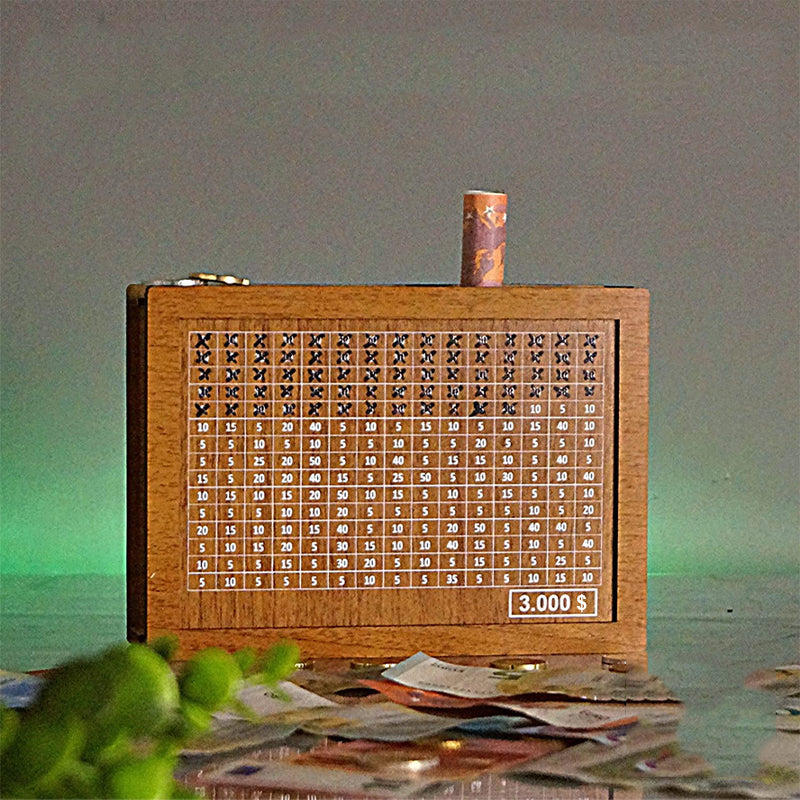Gluschwein - Sparschwein aus Holz mit Zähler USD $