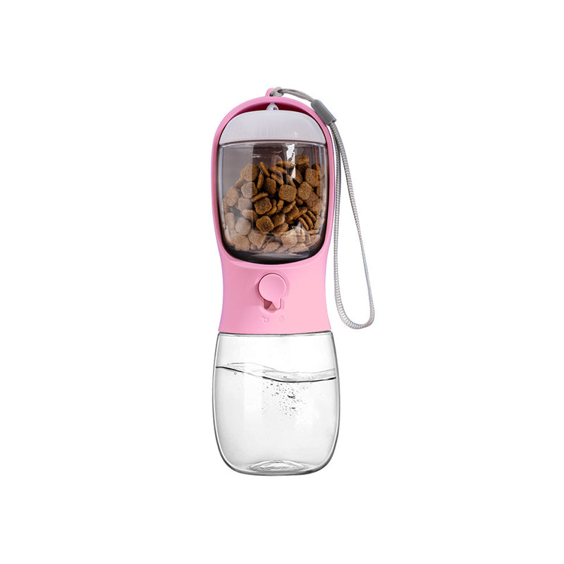 Gluschwein - 2-in-1 tragbarer Futterspender für Wasserflaschen Rosa 300ml
