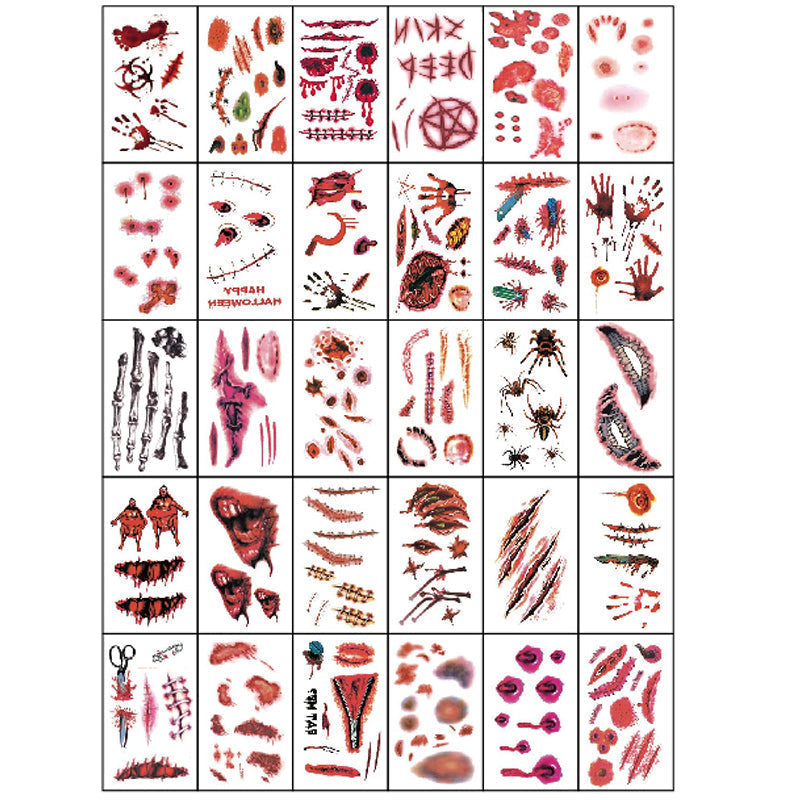 Gluschwein - đFRĂHE HALLOWEEN-AKTIONđGruseliges TemporĂ€res Halloween-Tattoo NARBE (STIL A)*30(SET C)