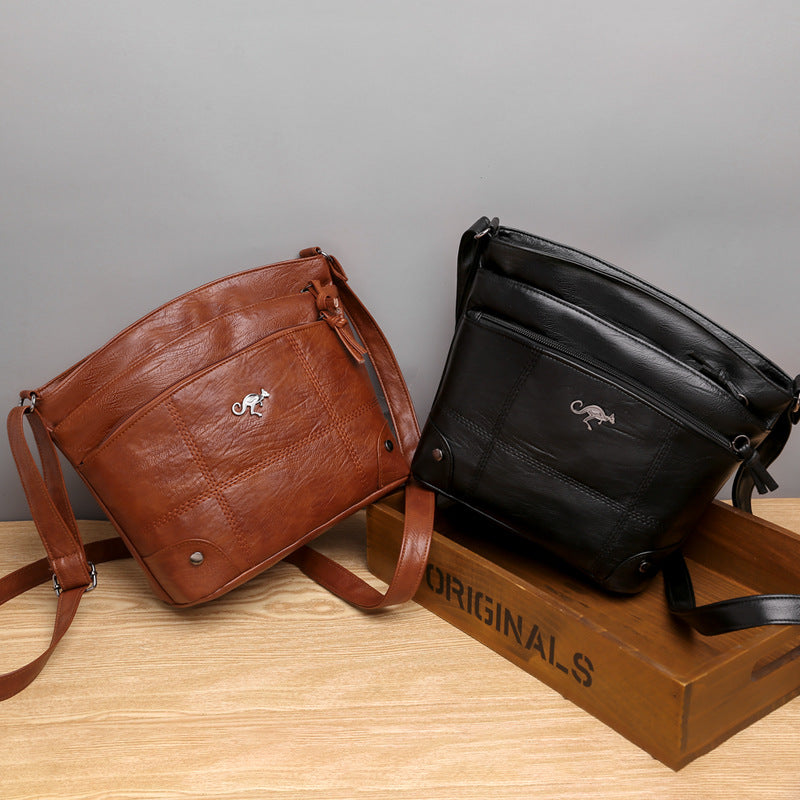 Gluschwein - Kuriertasche aus weichem Leder mit mehreren Taschen und großer Kapazität