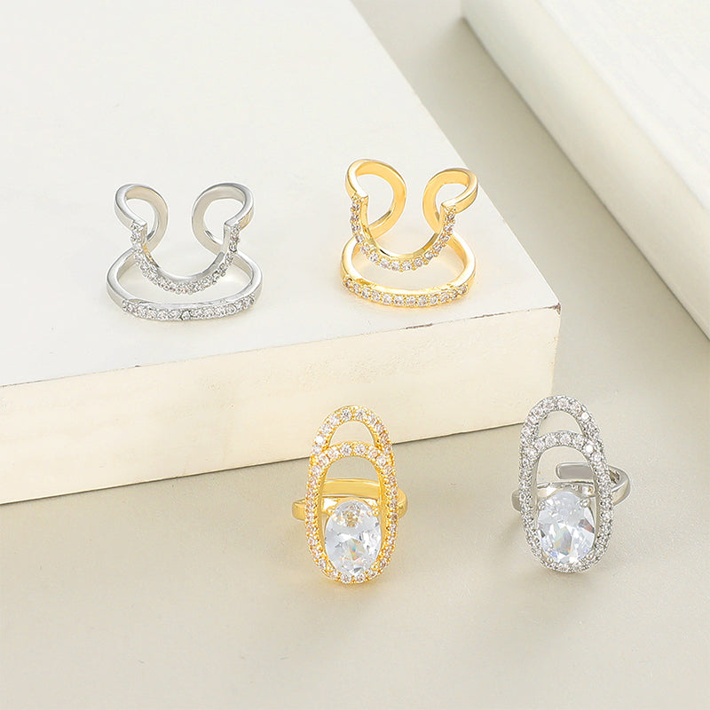 Gluschwein - Geometrischer Diamant offener Nagelring