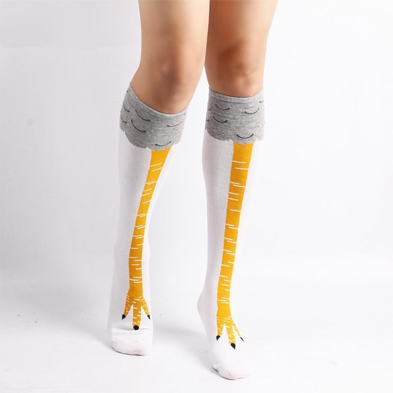 Gluschwein - Hühnerbeinsocken Hühnerfüße Socken Weiß -UNTER DEM KNIE