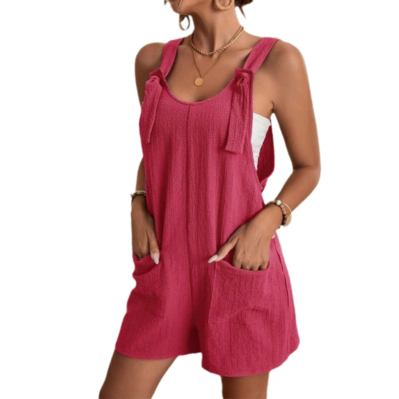 Gluschwein - Stilvolle, lässige, kurze Jumpsuits für Damen mit U-Ausschnitt LILA