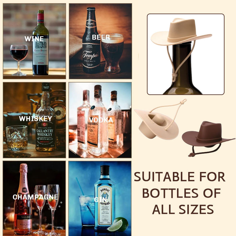 1+1 GRATUIT | Bouchon de bouteille de vin en forme de chapeau de cowboy – étanche, élégant et original