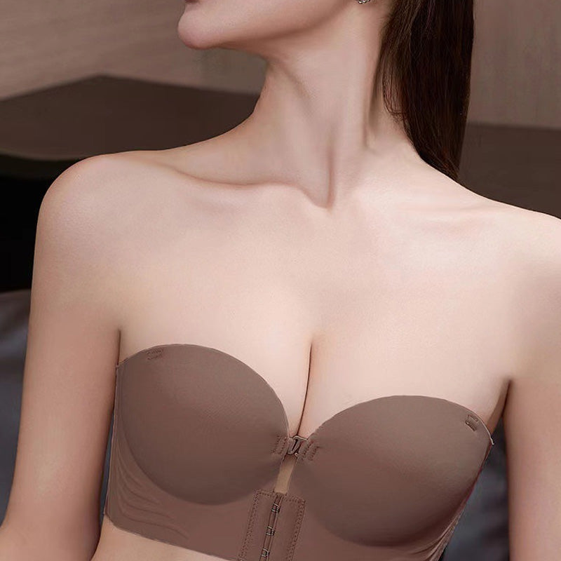 Soutien-gorge bustier antidérapant pour femme avec fermeture sur le devant