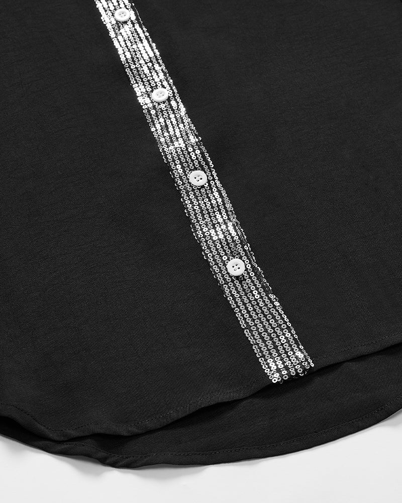 Aria | Baumwollbluse mit V-Ausschnitt und Pailletten - 1+1 GRATIS