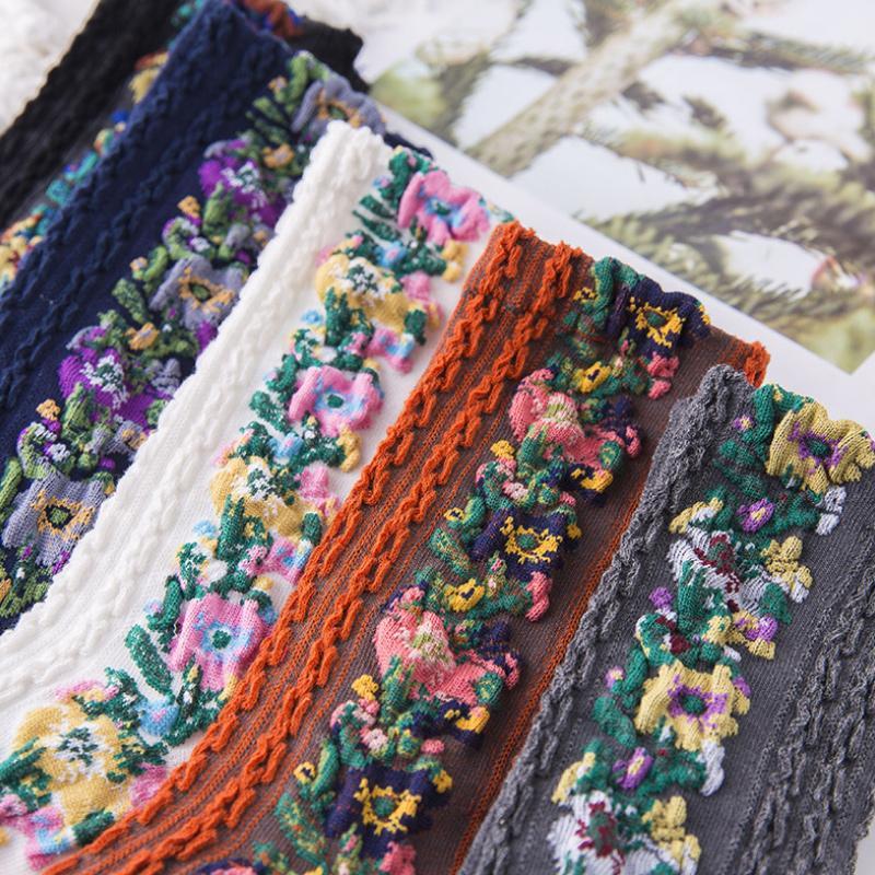 Gluschwein - Vintage Socken mit Blumenstickerei (5 Paar)
