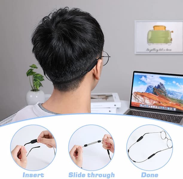 TieGlasses - Verstellbares Silikon-Brillenband – Rutschfest & Hautfreundlich
