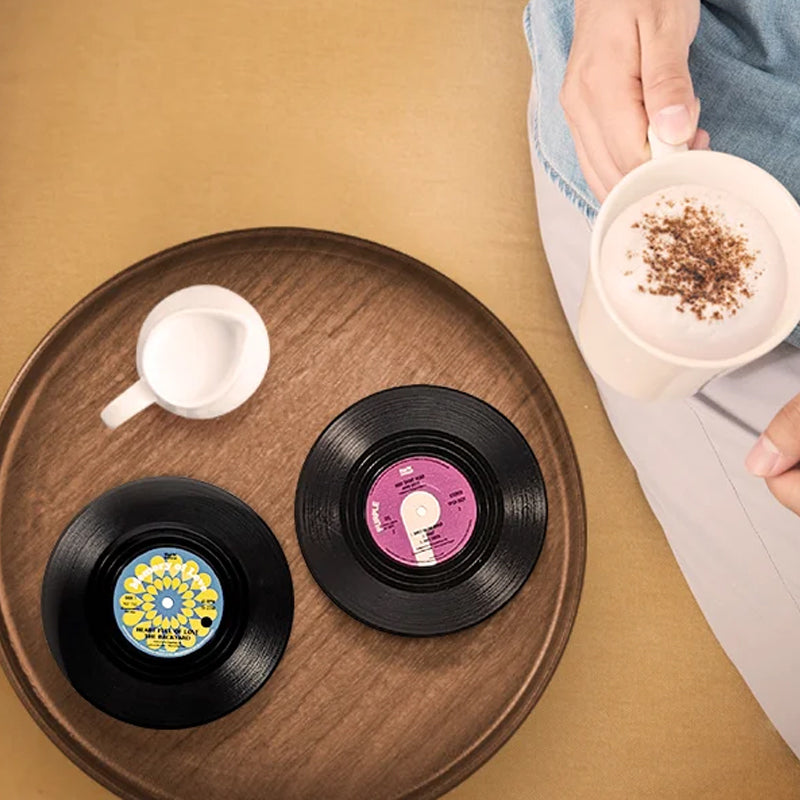Gluschwein - Schallplatten-Untersetzer mit Vintage-Spielerhalter