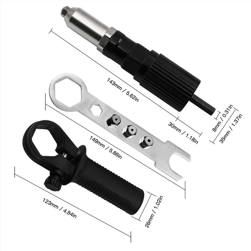 Gluschwein - Professionelles Nietpistolen-Adapter-Kit 🛠Mit 4 Stk. Verschiedene Düsenschrauben Nietgewehradapter