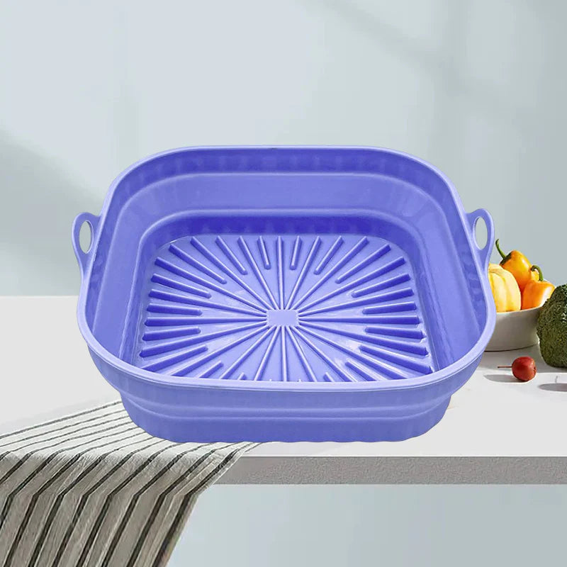 Gluschwein - Heißluftfritteuse Grillpfanne aus Silikon Blau Quadratisch