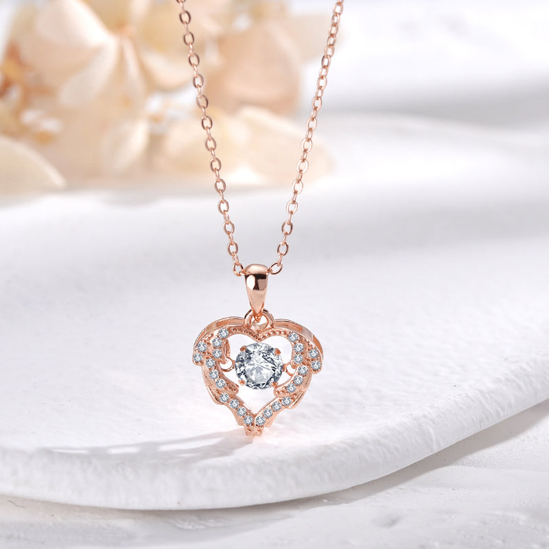 Gluschwein - Sparkling Zirconia Heart Necklace #2 Rose Golden
