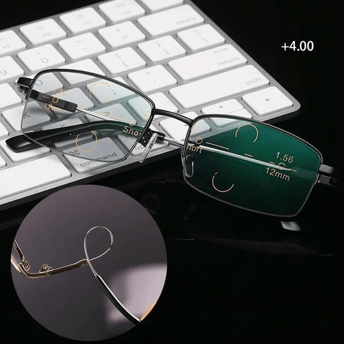 Gluschwein - Titanium progressive Dual-Use-Lesebrille für nah und fern