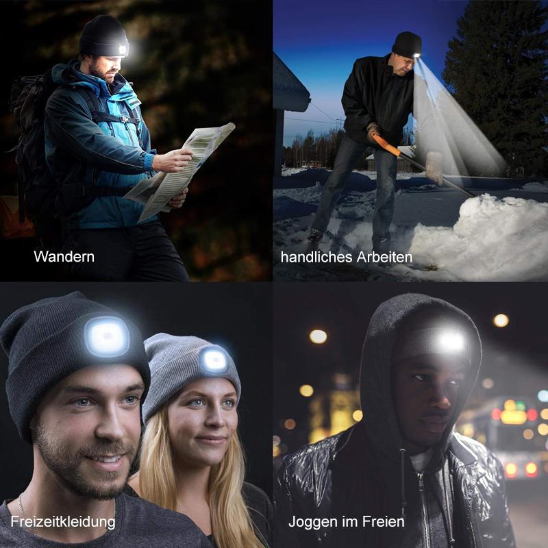 Gluschwein - Abziehbar LED Stirnlampe Beanie Mütze