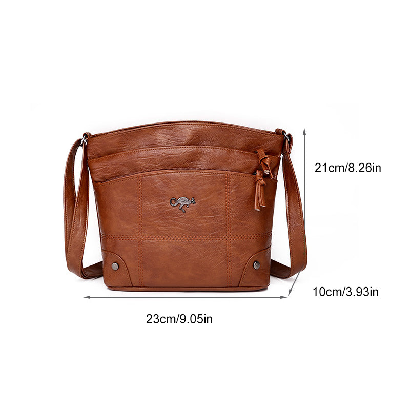 Gluschwein - Kuriertasche aus weichem Leder mit mehreren Taschen und großer Kapazität