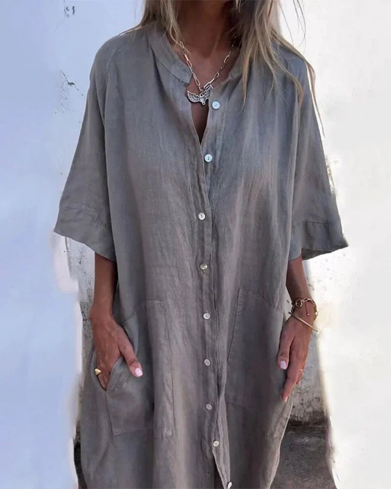 Aguilera – Elegante vestido camisero con botones