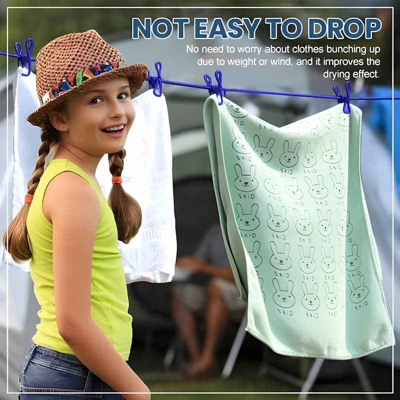 ClipLine - Étendoir à linge portable avec pinces – Idéal pour les voyages, le camping et le balcon