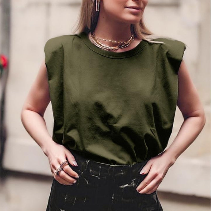 Gluschwein - Sleeveless Crew Neck Solid Knit Top