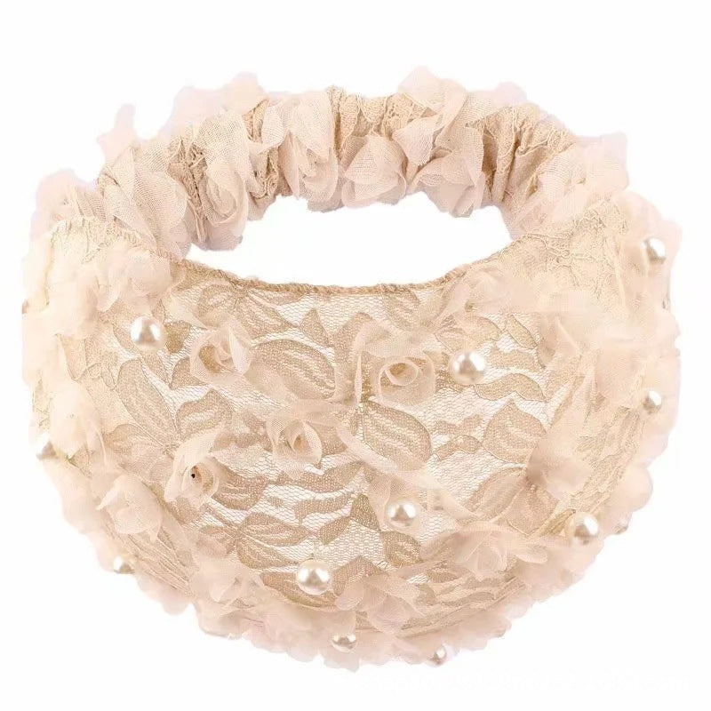Gluschwein - Gestricktes Perlen-Bandana Für Damen, Elastisches Stirnband Khaki