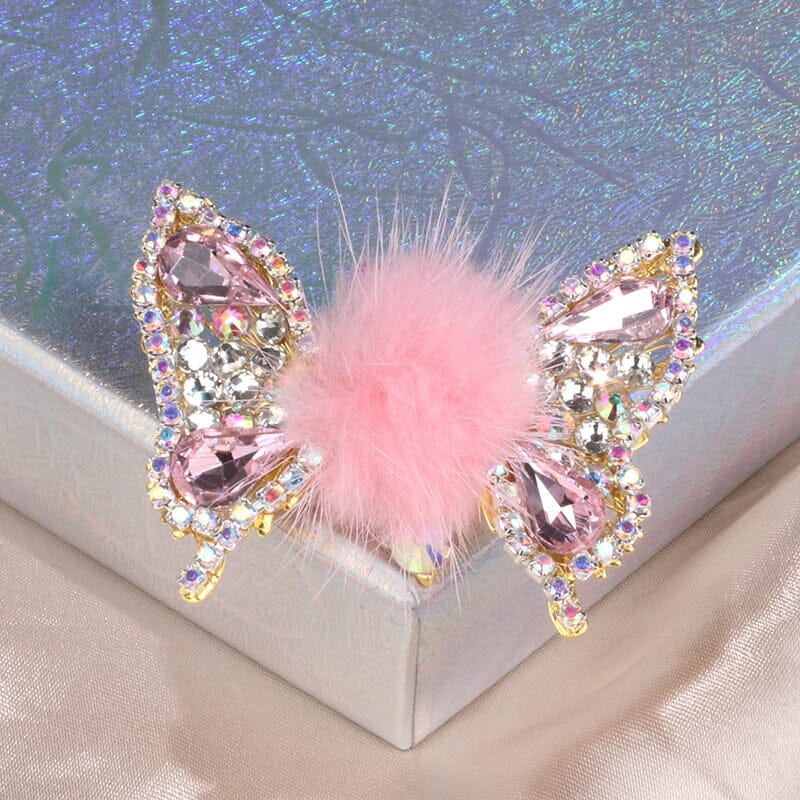 Gluschwein - Fliegende Schmetterling Haarnadel rosa