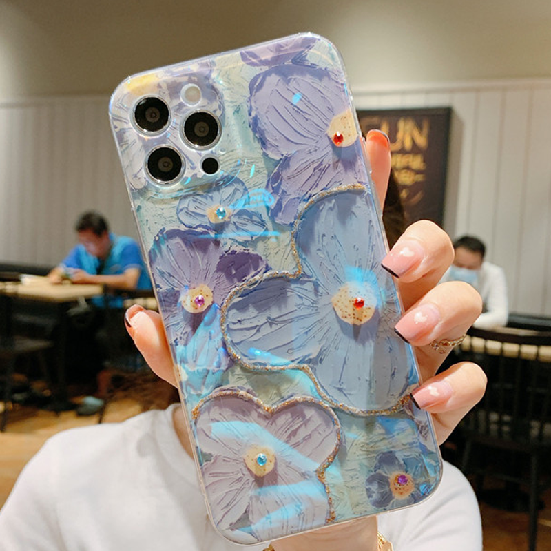 Gluschwein - iPhone Bunte Ölmalerei Exquisite Handyhülle Blau Keine Perlen