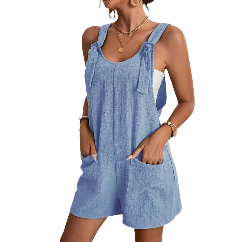 Gluschwein - Stilvolle, lässige, kurze Jumpsuits für Damen mit U-Ausschnitt BLAU