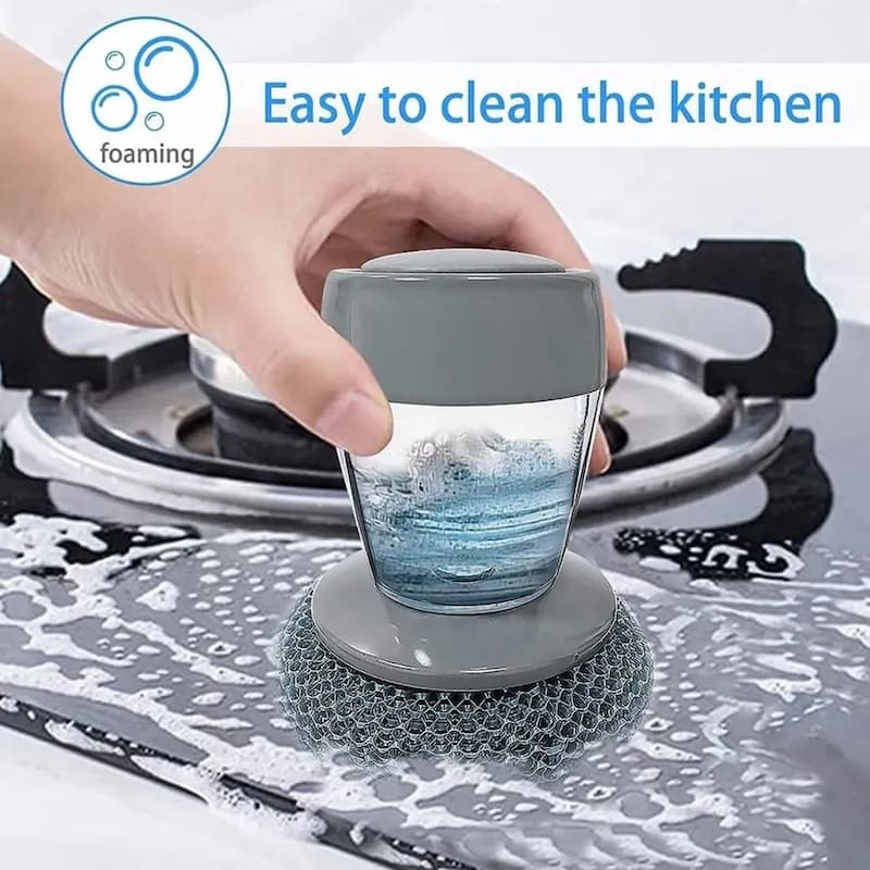 Horuvera - Cepillo para platos de cocina con dispensador de jabón - antibacteriano y resistente al moho
