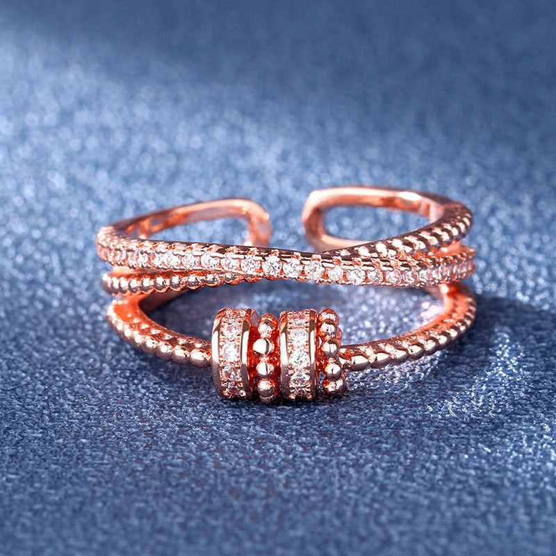 Gluschwein - Damen Modischer Verstellbarer Glücksring Roségold AN MEINE Tochter Ring + Karte
