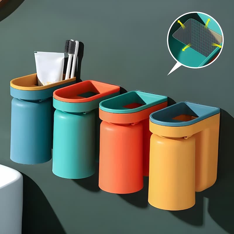 BrushCup - Porte-brosse à dents mural – rangement ordonné et sans stress