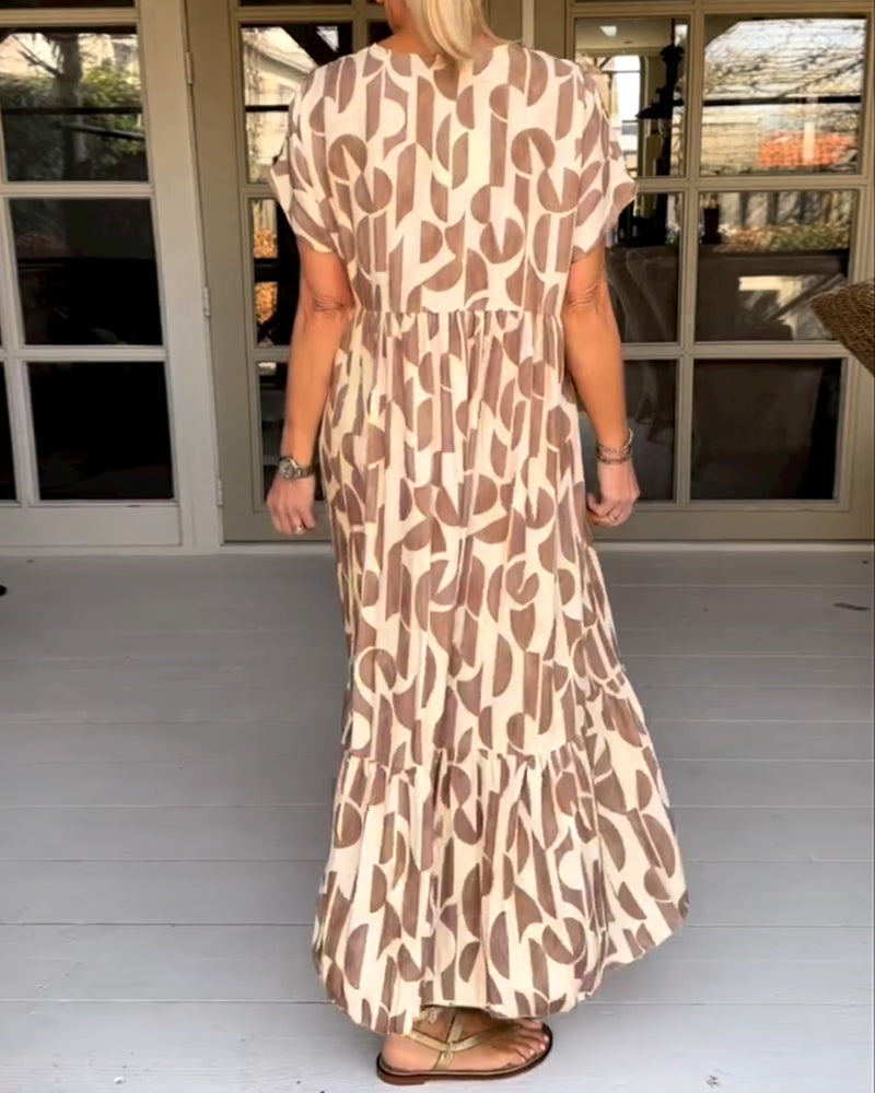 Gluschwein - Sharon - Kurzärmeliges Kleid mit V-Ausschnitt