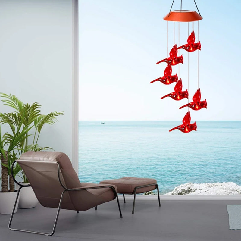 Gluschwein - Rotes Vogel-Windspiel-Licht