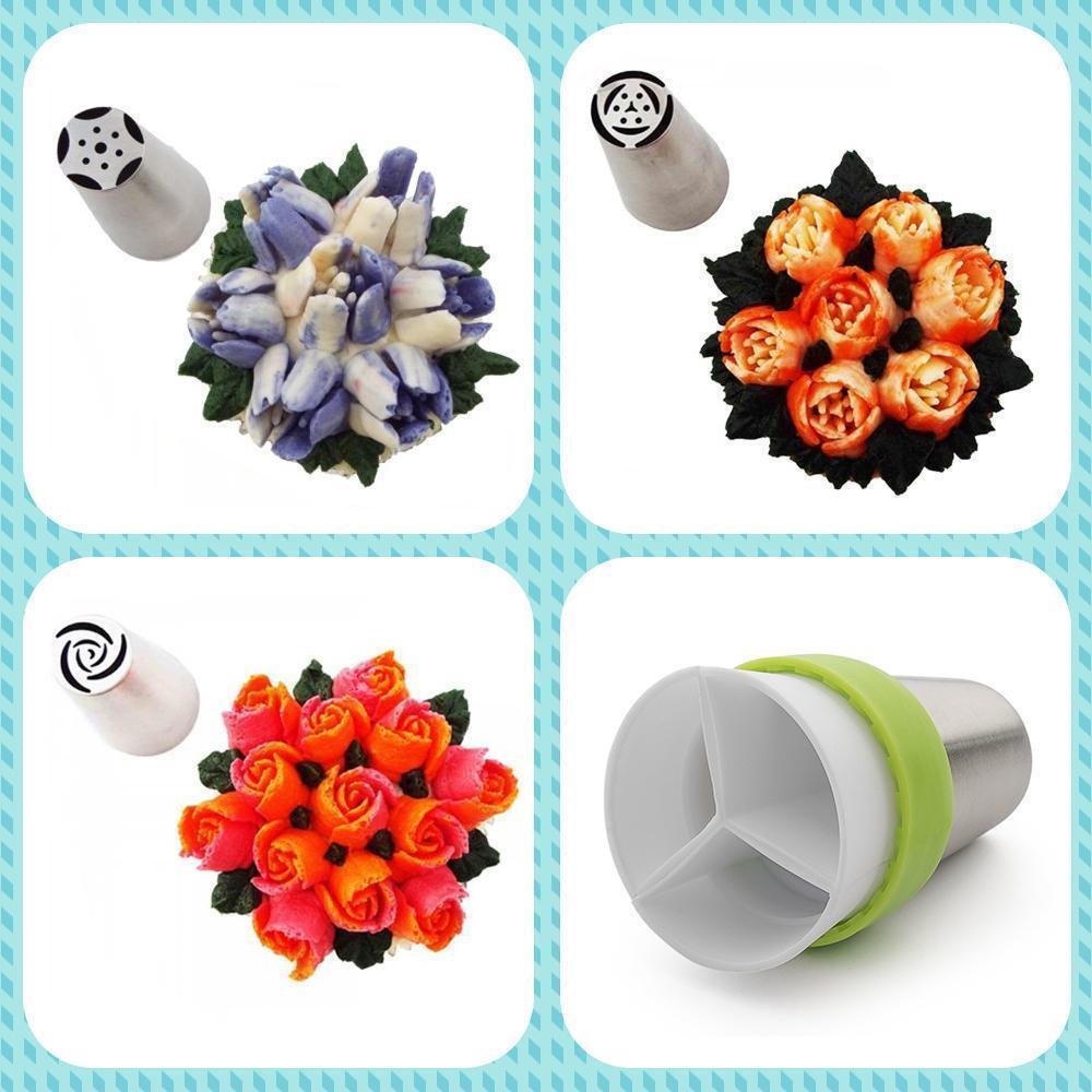 Gluschwein - Spritztüllen Set aus Edelstahl (13 teilig) für Cupcakes & Kuchen Dekoraktion