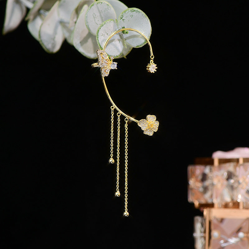 Gluschwein - Elegante Schmetterlings-Blumenohrringe mit Quasten