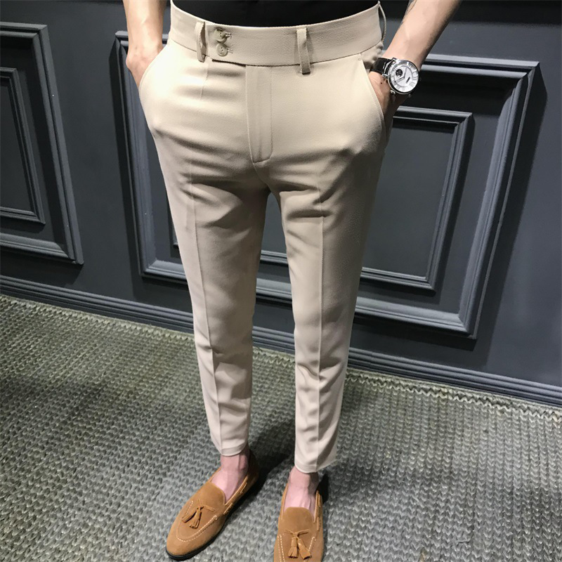 Gluschwein - Solide Slim-Fit-Formalhose khaki