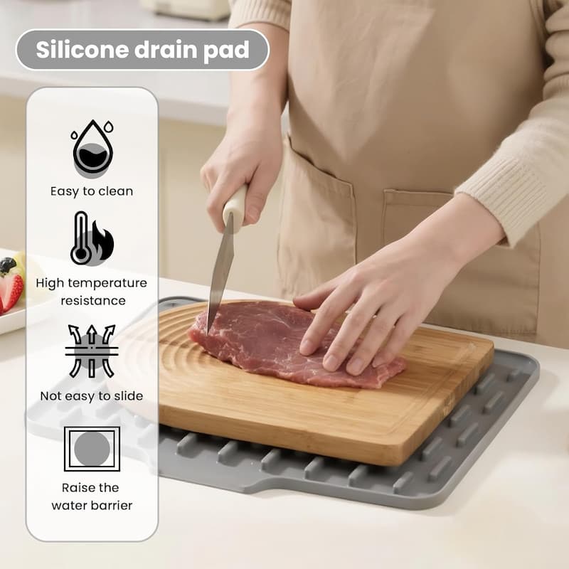 DrainMat - Silikon-Trocknungs- und Hitzeschutzmatte — Flexibel & BPA-frei