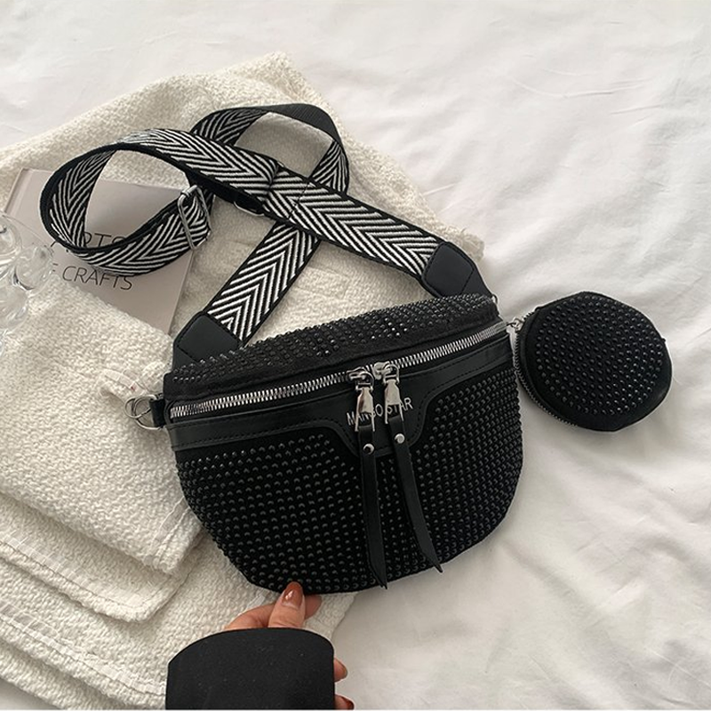 Gluschwein - Fashion Strass PU-Leder-Gürteltasche