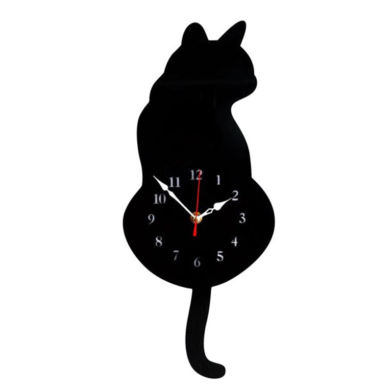 Gluschwein - Wanduhr mit wedelndem Schwanz der nordischen Katze