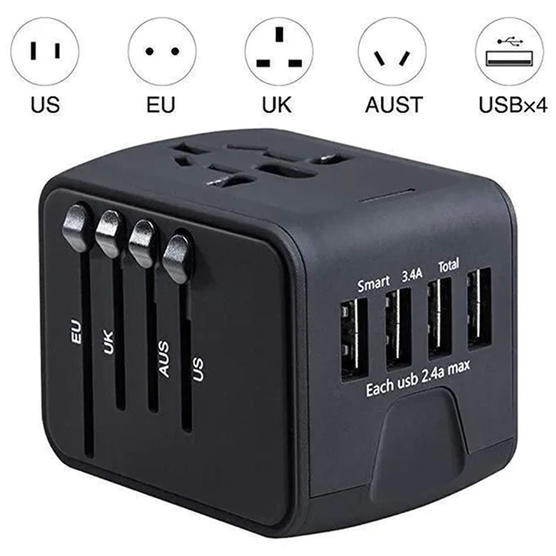 Gluschwein - Universal Smart Reiseadapter Spannungswandler schwarz