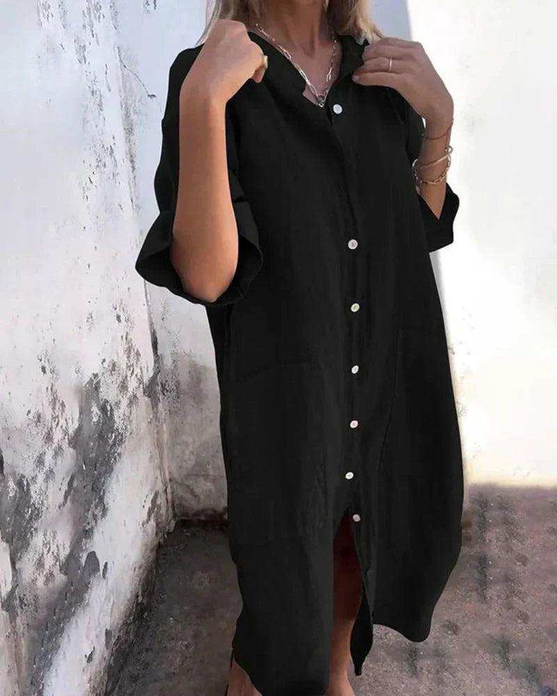 Aguilera – Elegante vestido camisero con botones