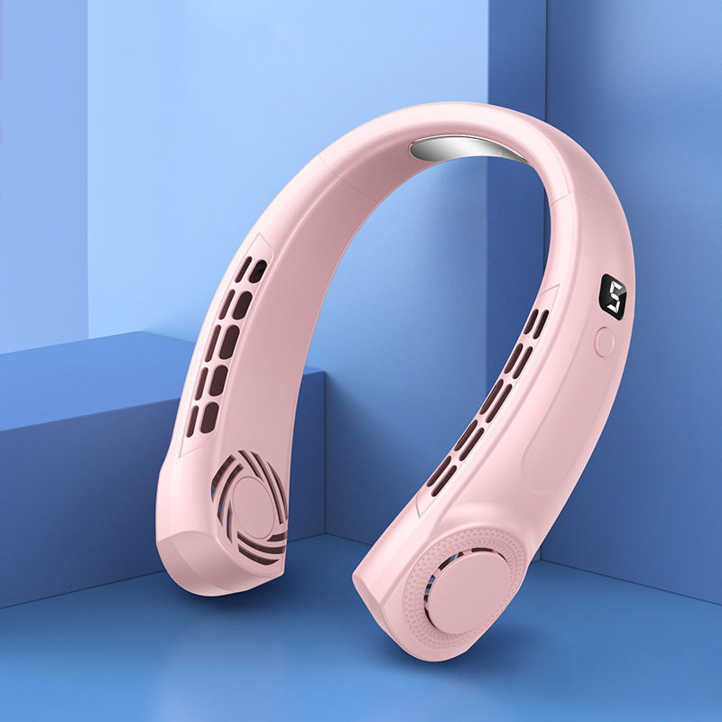 Gluschwein - Tragbarer Halsventilator zum Aufhängen mit bunten Lichtern Rosa Standrad