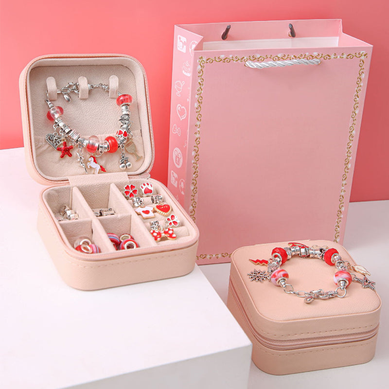 Gluschwein - Handgefertigtes Perlenarmband-Set für Kinder Rot