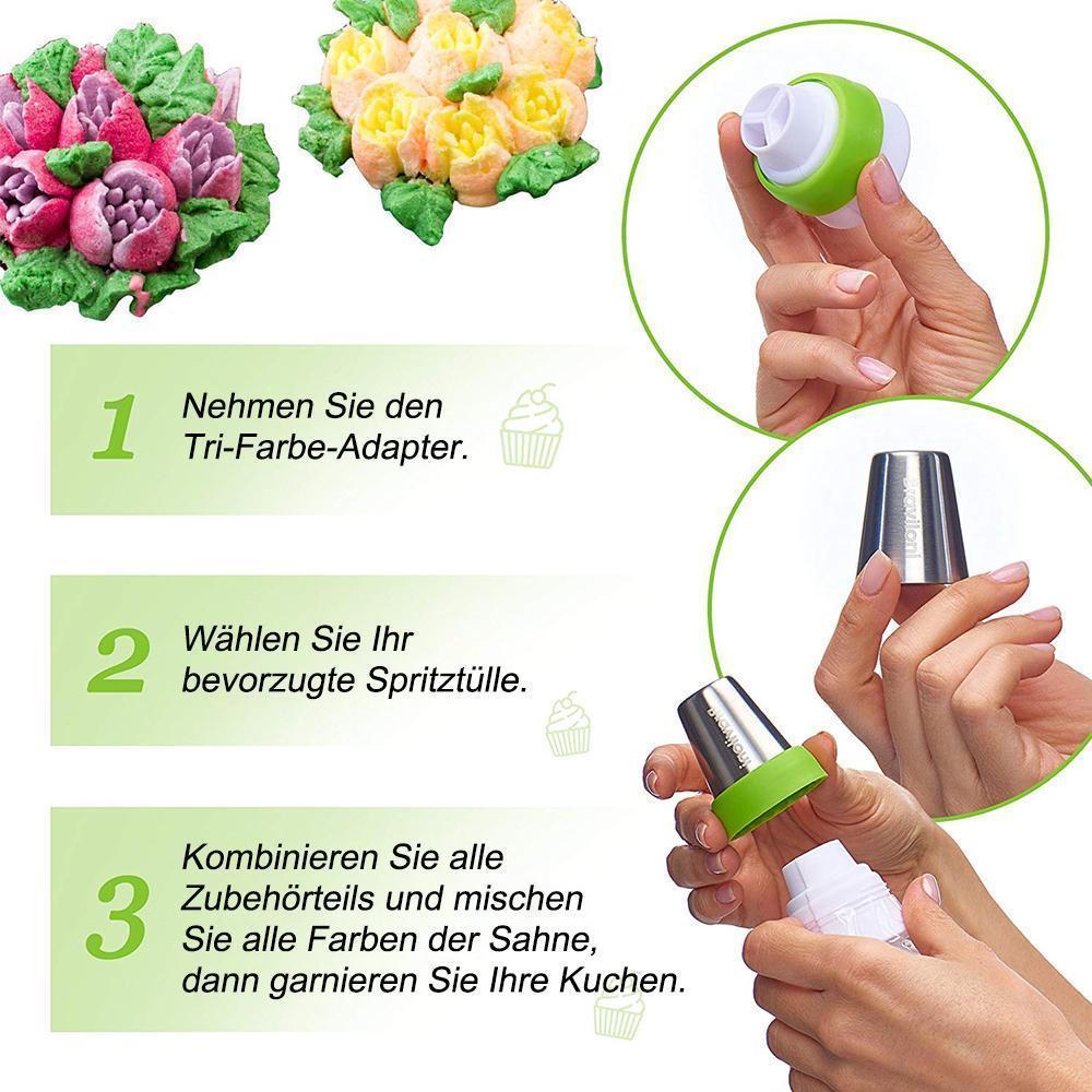 Gluschwein - Spritztüllen Set aus Edelstahl (13 teilig) für Cupcakes & Kuchen Dekoraktion