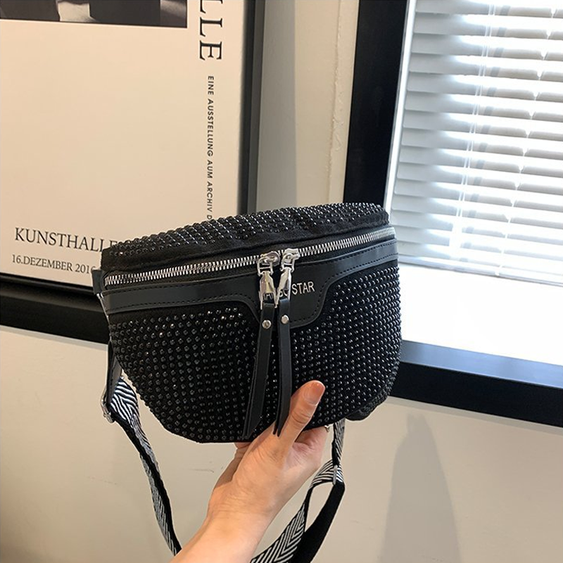 Gluschwein - Fashion Strass PU-Leder-Gürteltasche