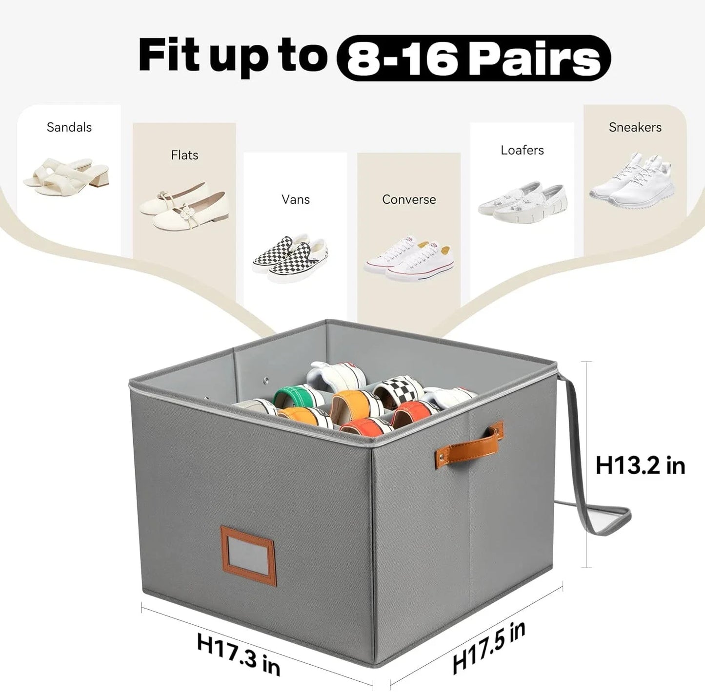 ShoeBox - Faltbare Schuhbox aus Stoff – Mit 16 individuell anpassbaren Fächern