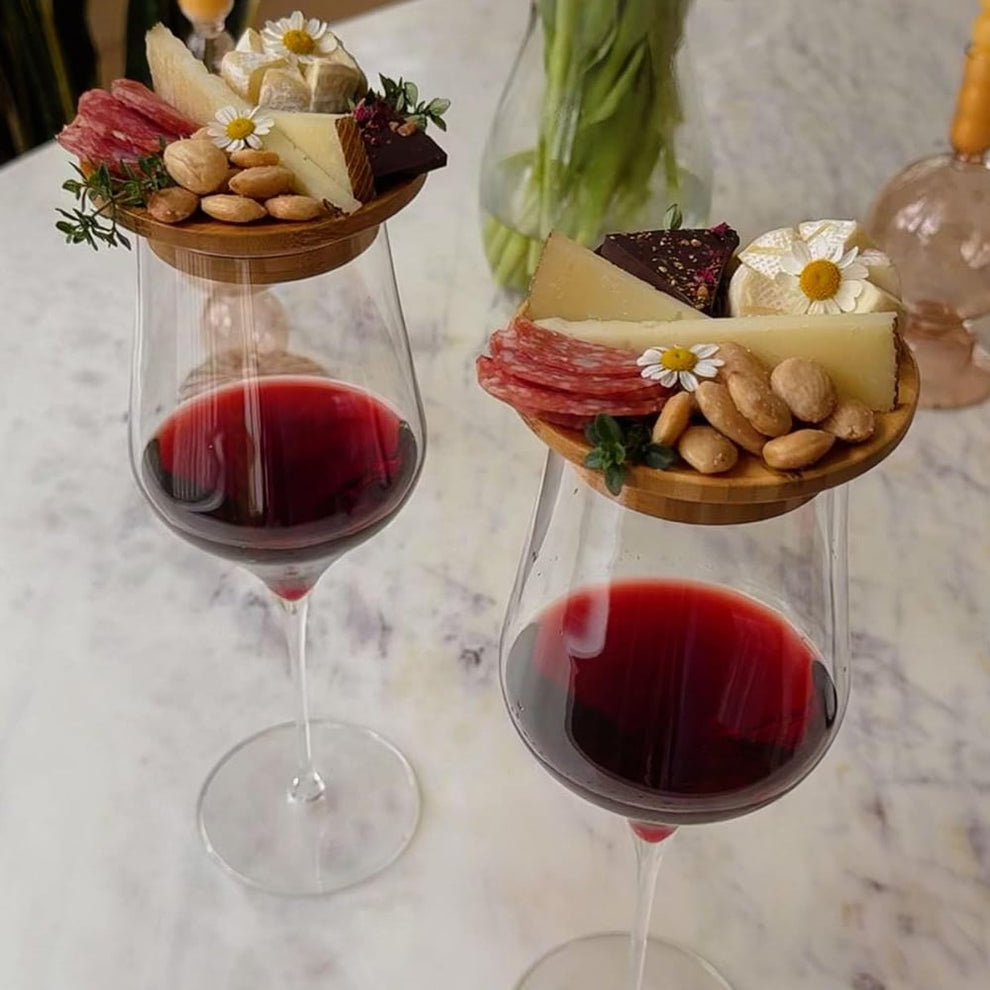 WineGlassPlate - Porte-verres à vin en bambou — Élégant porte-verres pour vos soirées œnologiques