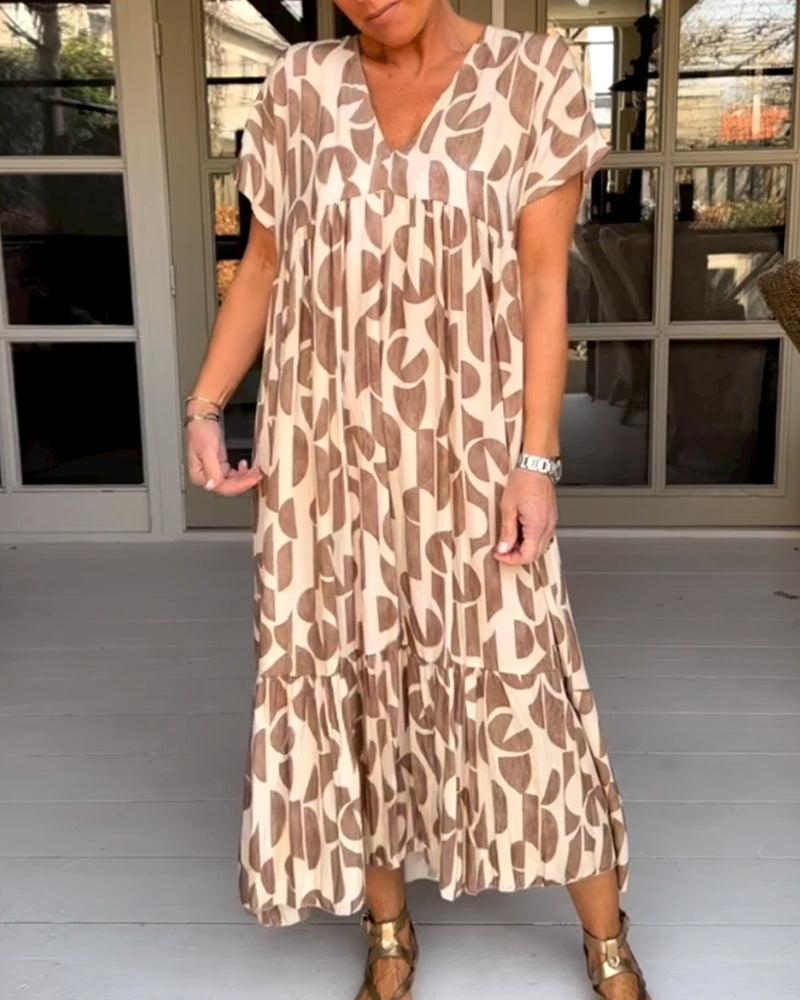 Gluschwein - Sharon - Kurzärmeliges Kleid mit V-Ausschnitt