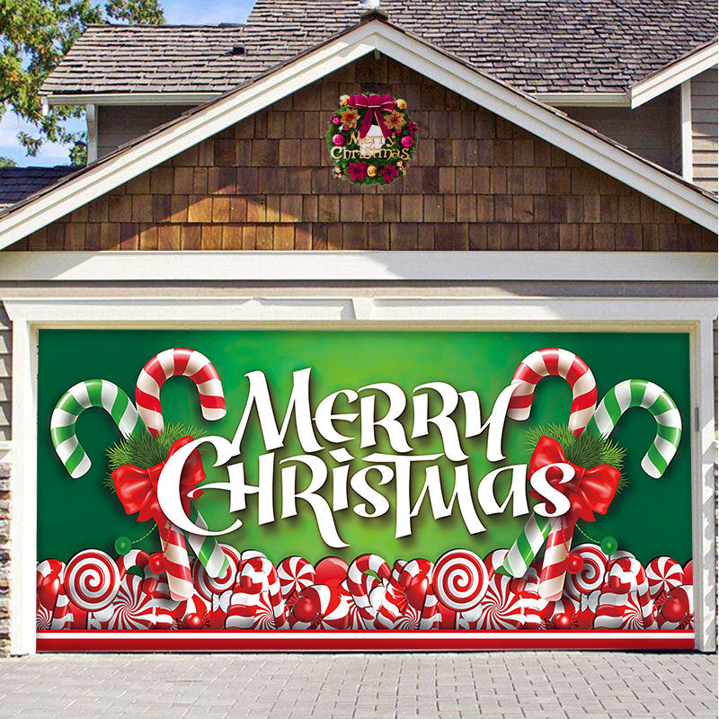 Gluschwein - 🎅🏻Schnee Garagentor Fahne Ornament🎄 Weihnachtsbonbons 200*150cm